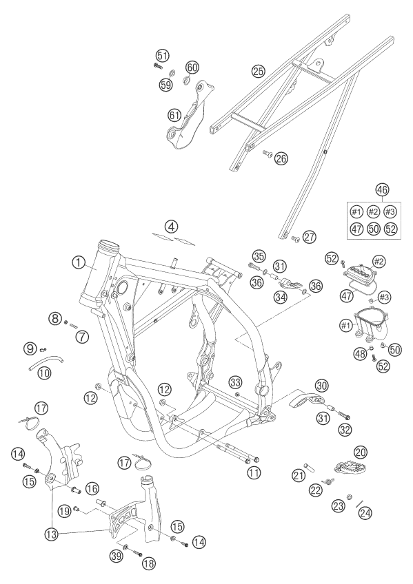 Sprängskiss: Frame – KTM 525 SMR 2004