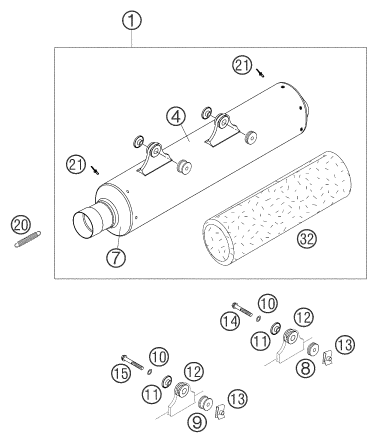 Sprängskiss: Exhaust System – KTM 525 SMR 2004