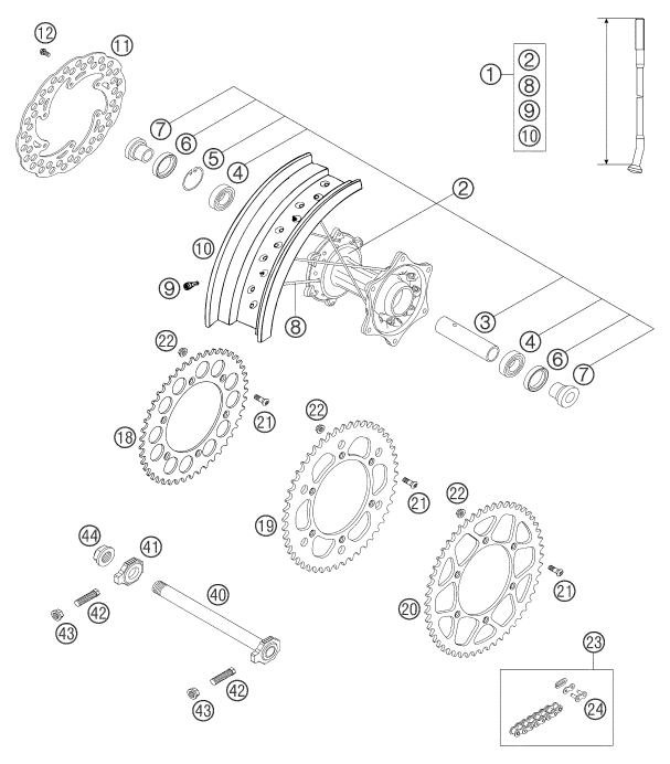 Sprängskiss: Rear Wheel – KTM 450 SMS