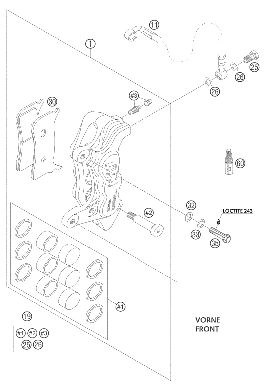 Sprängskiss: Front Brake Caliper – KTM 525 SMR 2004