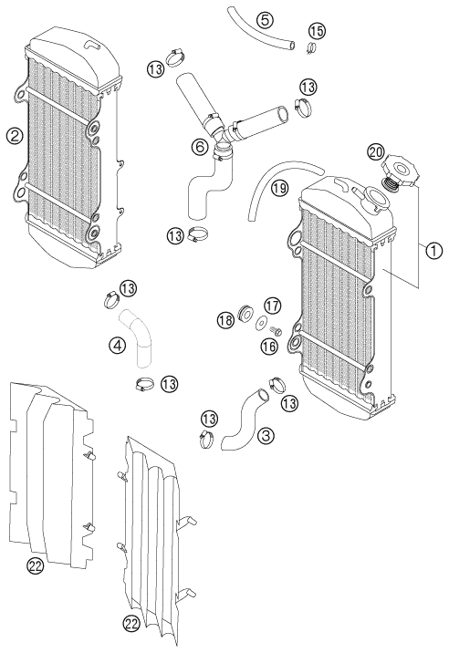 Sprängskiss: Cooling System – KTM 450 SMS