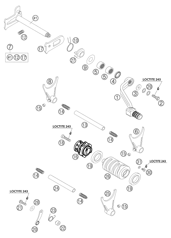 Sprängskiss: Shifting Mechanism – KTM 400 EXC RACING 2004