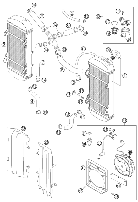 Sprängskiss: Cooling System – KTM 400 EXC RACING 2004