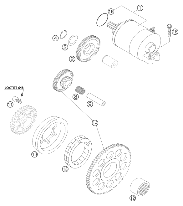 Sprängskiss: Electric Starter – KTM 400 EXC RACING 2004