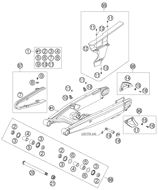 Sprängskiss: Swing Arm – KTM 950 ADVENTURE ORANGE LOW 2004