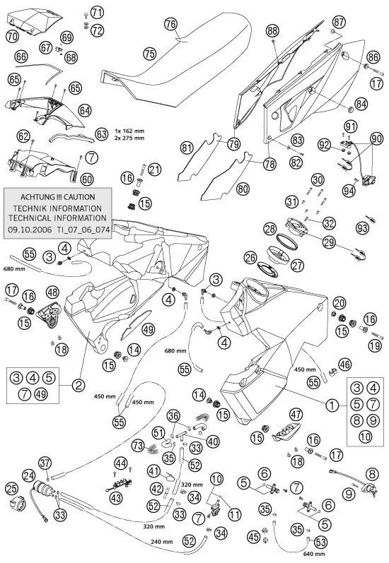 Sprängskiss: Tank, Seat – KTM 950 ADVENTURE ORANGE LOW 2004