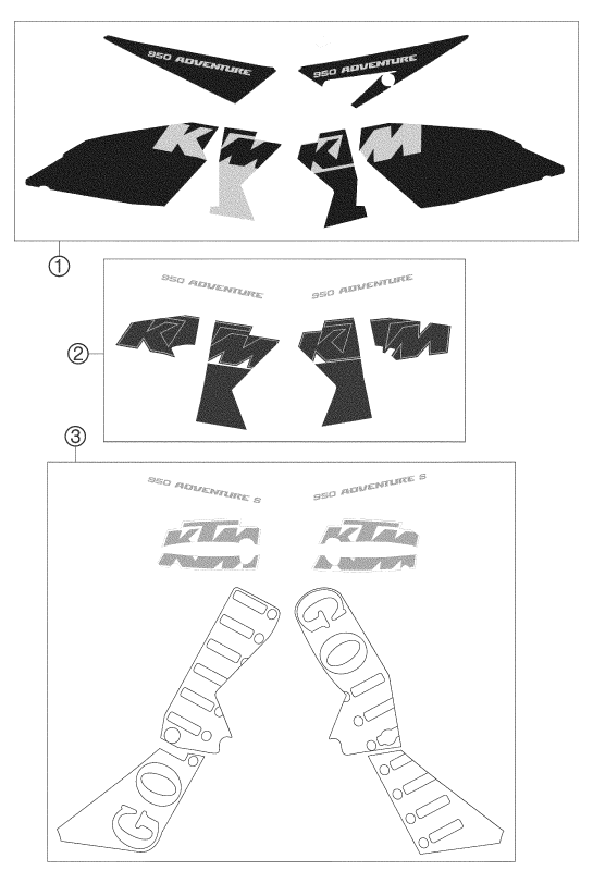 Sprängskiss: Decal – KTM 950 ADVENTURE ORANGE LOW 2004