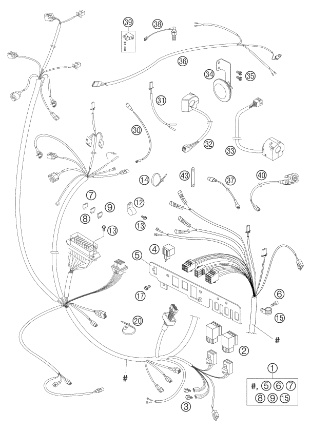 Sprängskiss: Wiring Harness – KTM 950 ADVENTURE ORANGE LOW 2004