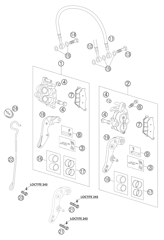 Sprängskiss: Front Brake Caliper – KTM 950 ADVENTURE ORANGE LOW 2004