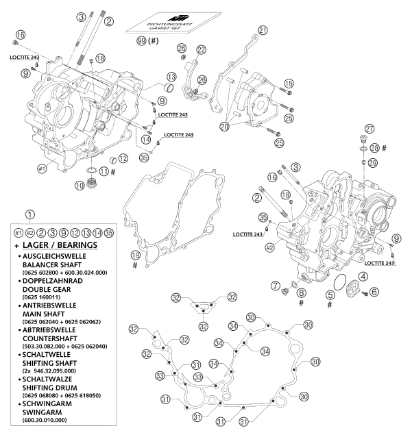 Sprängskiss: Engine Case – KTM 1190 RC 8 2007