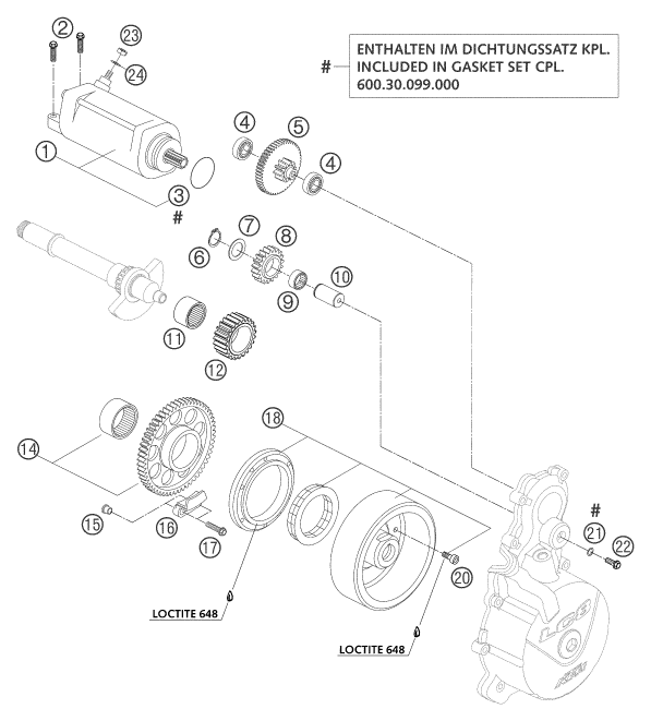 Sprängskiss: Electric Starter – KTM 950 ADVENTURE SILVER 2003