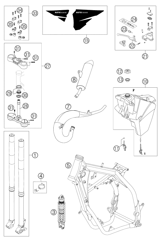 Sprängskiss: New Parts – KTM 125 SXS 2004