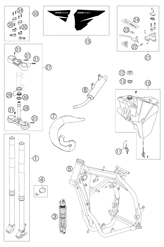 Sprängskiss: New Parts – KTM 250 SXS 2004