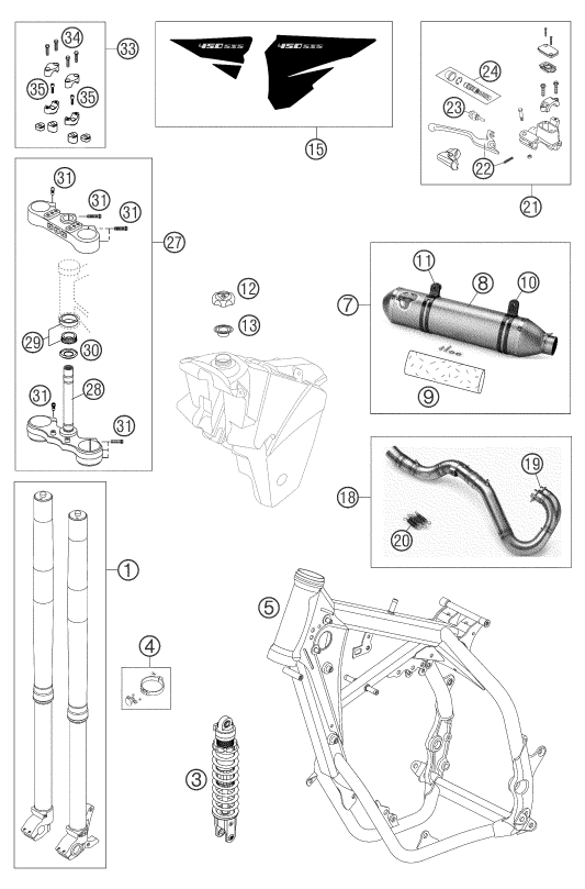 Sprängskiss: New Parts – KTM 450 SXS RACING 2004