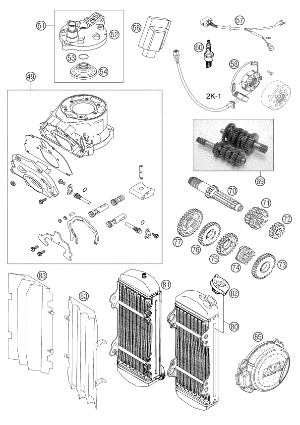 Sprängskiss: New Parts – KTM 125 SXS 2004