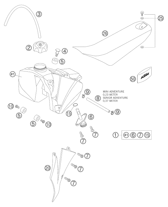 Sprängskiss: Tank, Seat – KTM 50 SENIOR ADVENTURE 2005