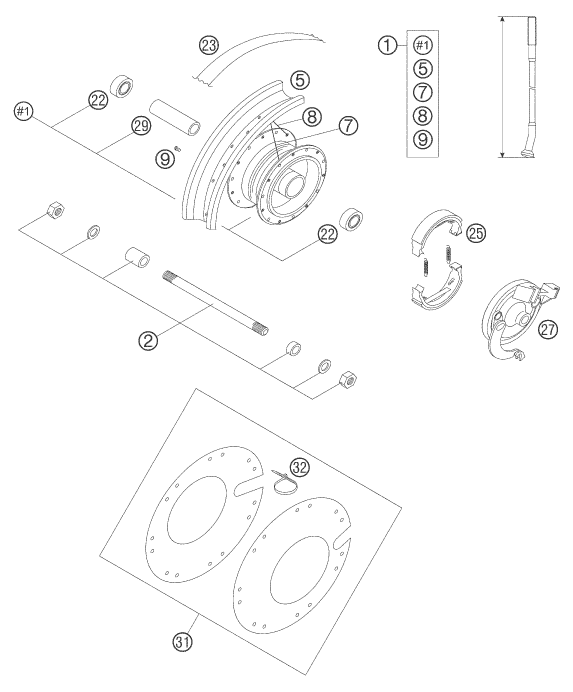 Sprängskiss: Front Wheel – KTM 50 MINI ADVENTURE 2005