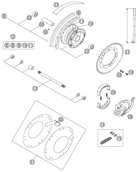 Sprängskiss: Rear Wheel – KTM 50 SENIOR ADVENTURE 2005