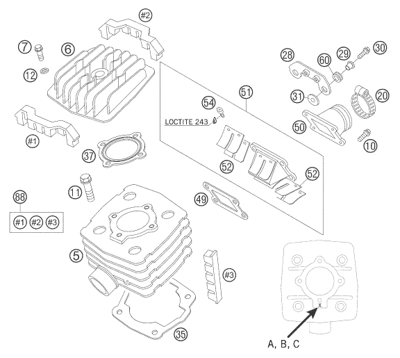 Sprängskiss: Reed Valve Case – KTM 50 SENIOR ADVENTURE 2005