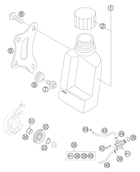 Sprängskiss: Lubricating System – KTM 50 SENIOR ADVENTURE 2005