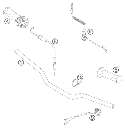Sprängskiss: Handlebar, Controls – KTM 50 SX PRO JUNIOR LC 2005