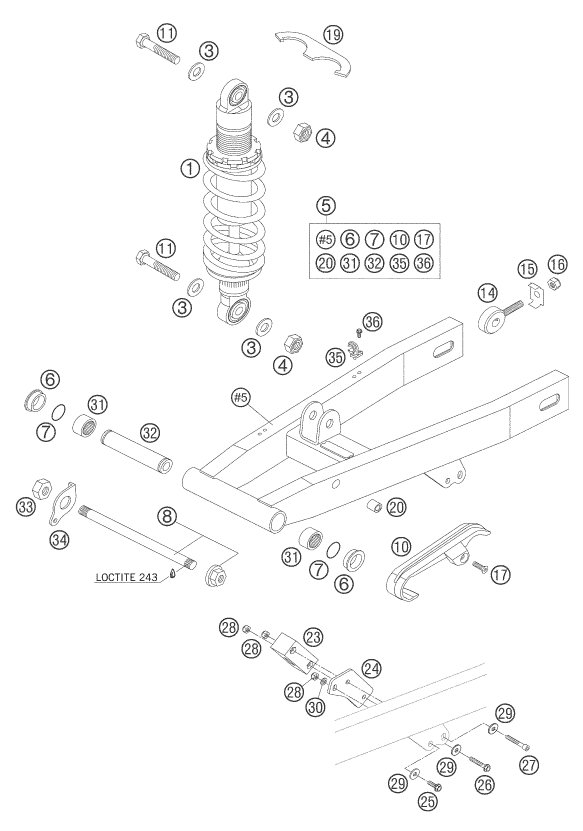 Sprängskiss: Swing Arm – KTM 50 SX PRO SENIOR LC 2005