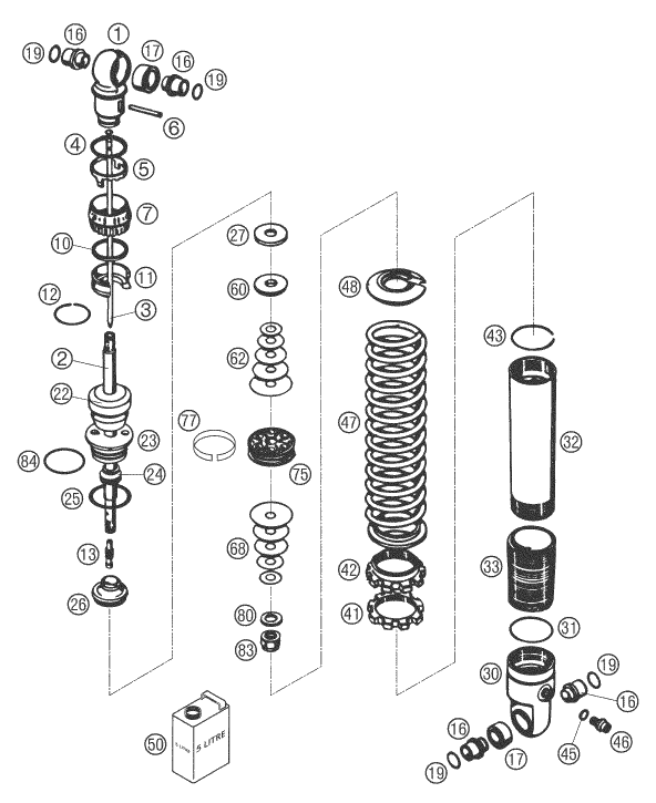 Sprängskiss: Shock Absorber Disassembled – KTM 50 SX 2006