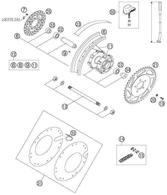 Sprängskiss: Rear Wheel – KTM 50 SX 2006