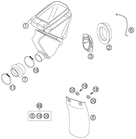 Sprängskiss: Air Filter – KTM 65 SX 2006