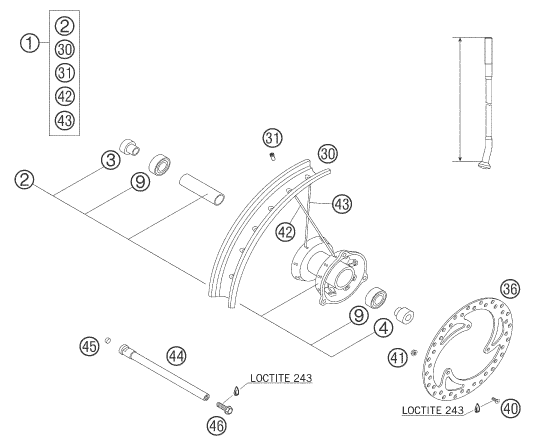 Sprängskiss: Front Wheel – KTM 65 SX 2005