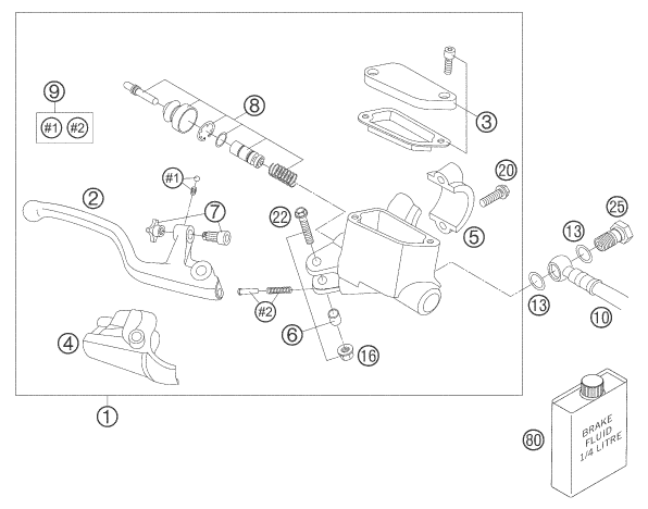 Sprängskiss: Front Brake Control – KTM 65 SX 2006
