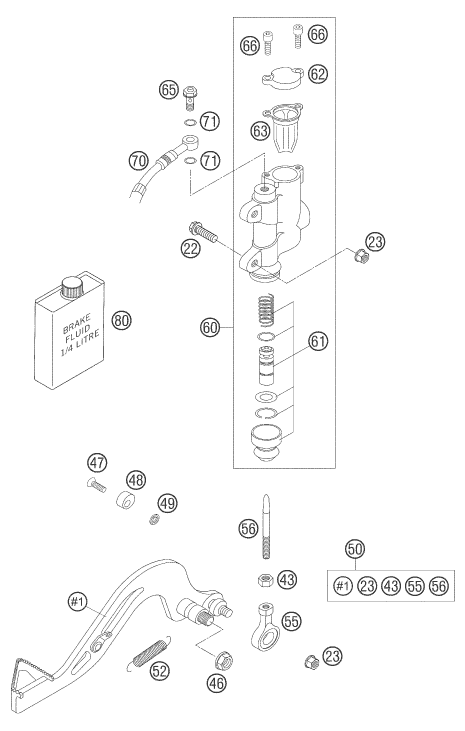 Sprängskiss: Rear Brake Control – KTM 65 SX 2006
