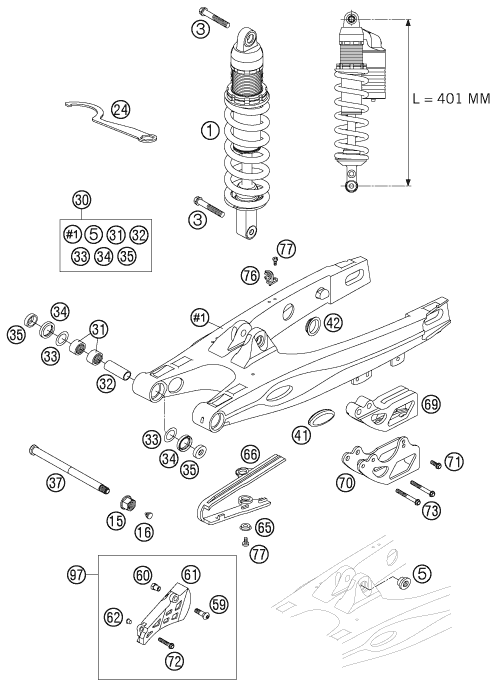 Sprängskiss: Swing Arm – KTM 85 SX 17/14 2005