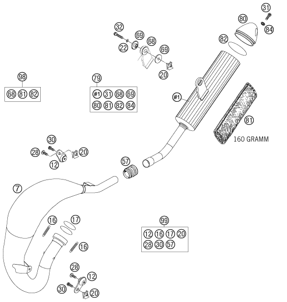 Sprängskiss: Exhaust System – KTM 85 SX 17/14 2005
