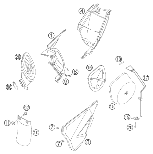 Sprängskiss: Air Filter – KTM 105 SX 2007