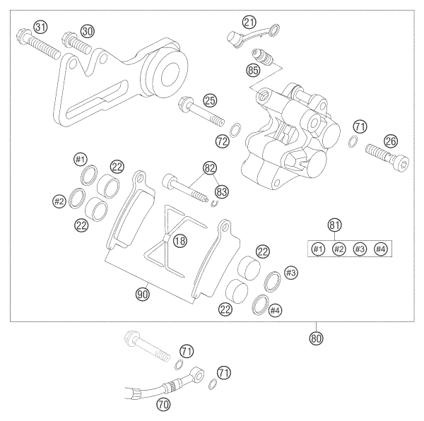 Sprängskiss: Rear Brake Caliper – KTM 85 SX 17/14 2005