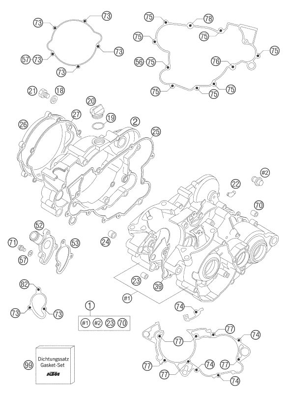 Sprängskiss: Engine Case – KTM 105 SX 2007
