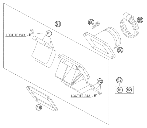 Sprängskiss: Reed Valve Case – KTM 105 SX 2004