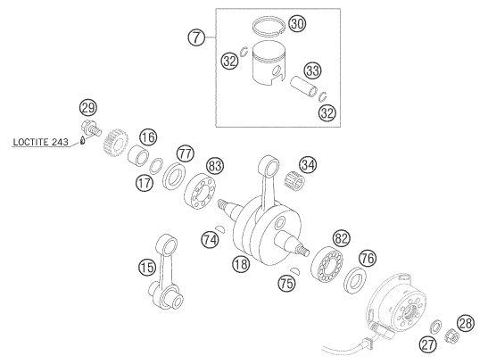 Sprängskiss: Crankshaft, Piston – KTM 85 SX 17/14 2005