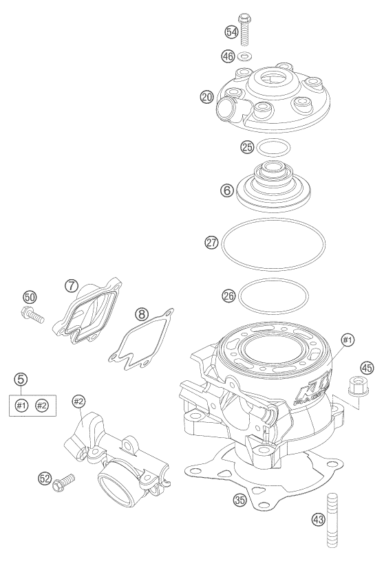 Sprängskiss: Cylinder – KTM 85 SX 17/14 2005
