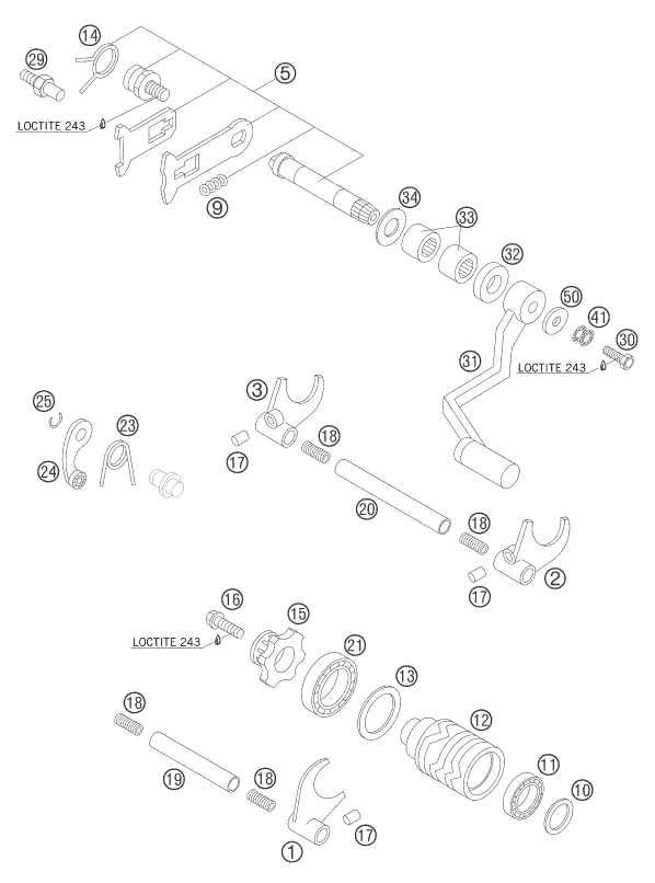 Sprängskiss: Shifting Mechanism – KTM 105 SX 2007