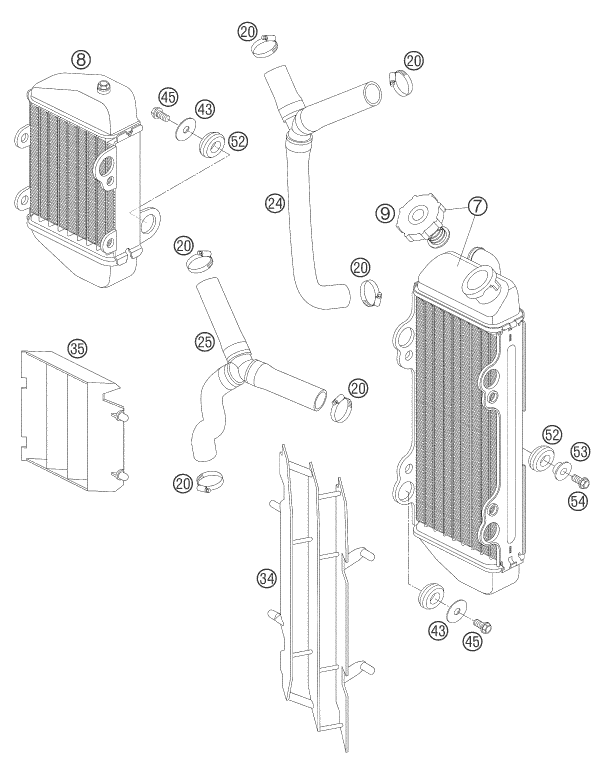 Sprängskiss: Cooling System – KTM 105 SX 2007