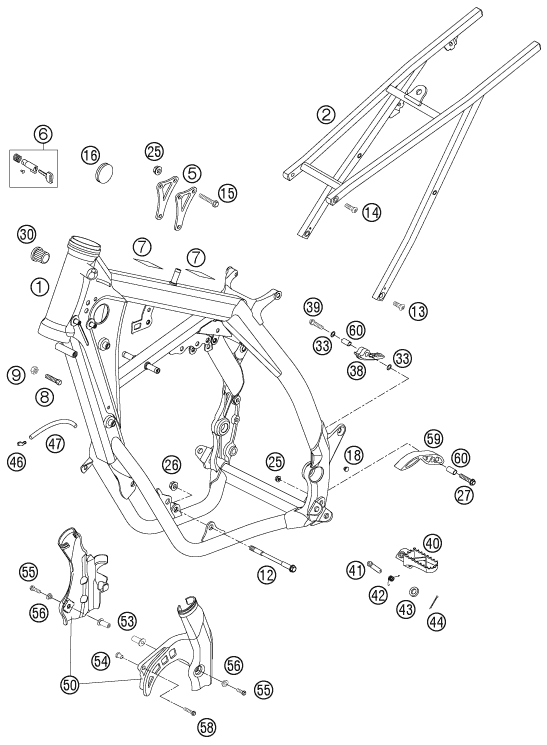 Sprängskiss: Frame – KTM 200 EXC 2005