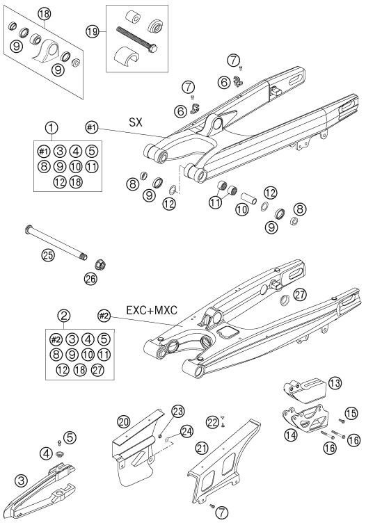 Sprängskiss: Swing Arm – KTM 200 EXC 2005
