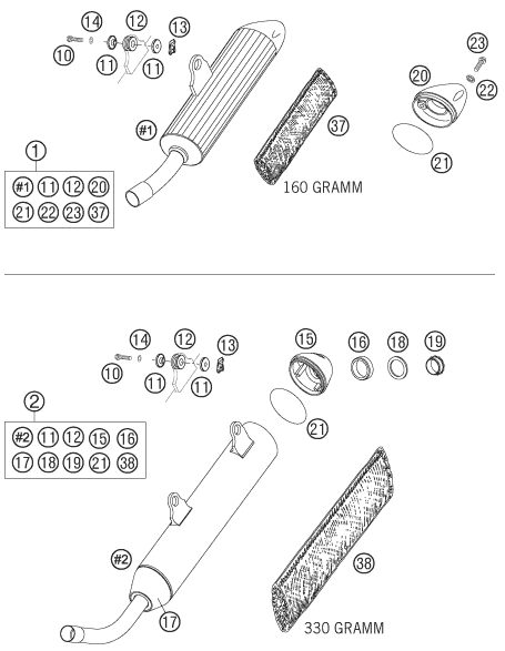 Sprängskiss: Exhaust System – KTM 125 SX 2005