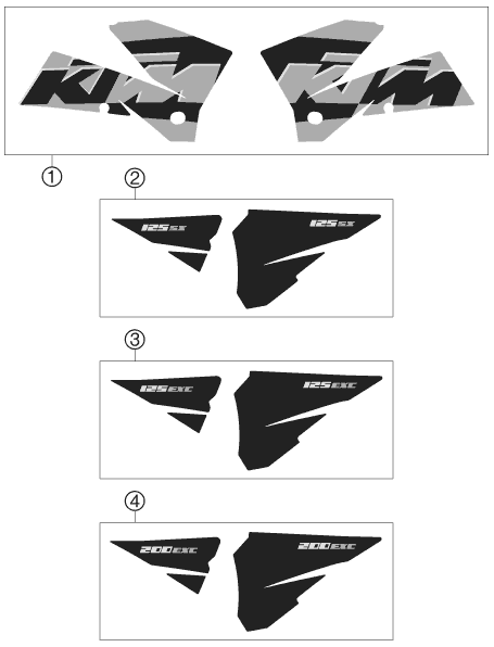 Sprängskiss: Decal – KTM 200 EXC 2005