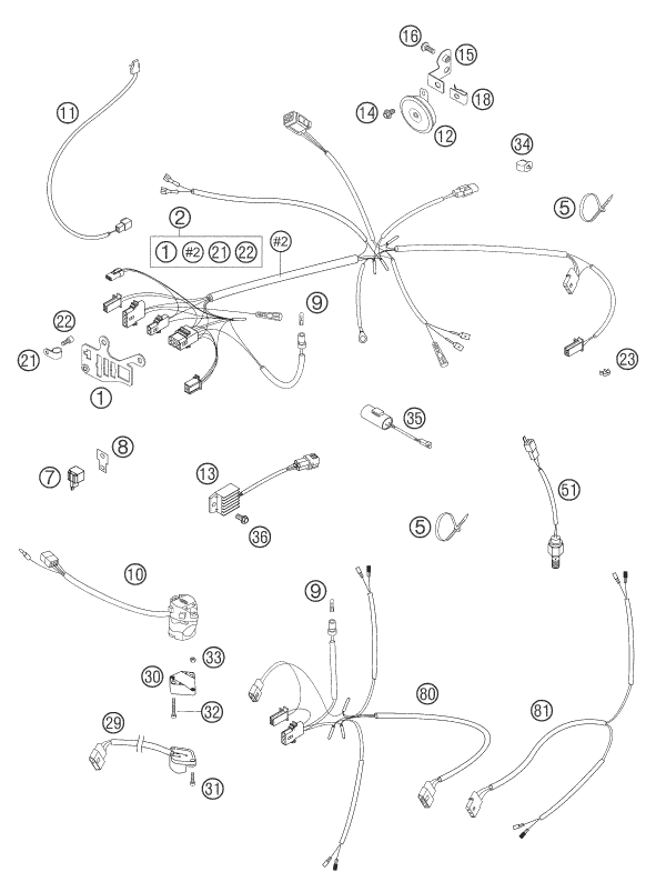 Sprängskiss: Wiring Harness – KTM 200 EXC 2005