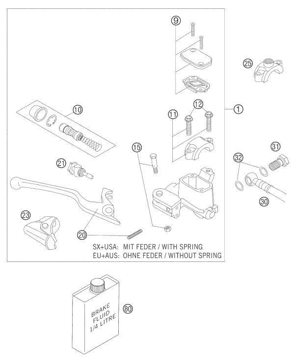 Sprängskiss: Front Brake Control – KTM 250 EXC SIX-DAYS 2007