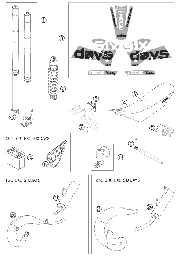 Sprängskiss: New Parts – KTM 525 SX SUPERMOTO 2005