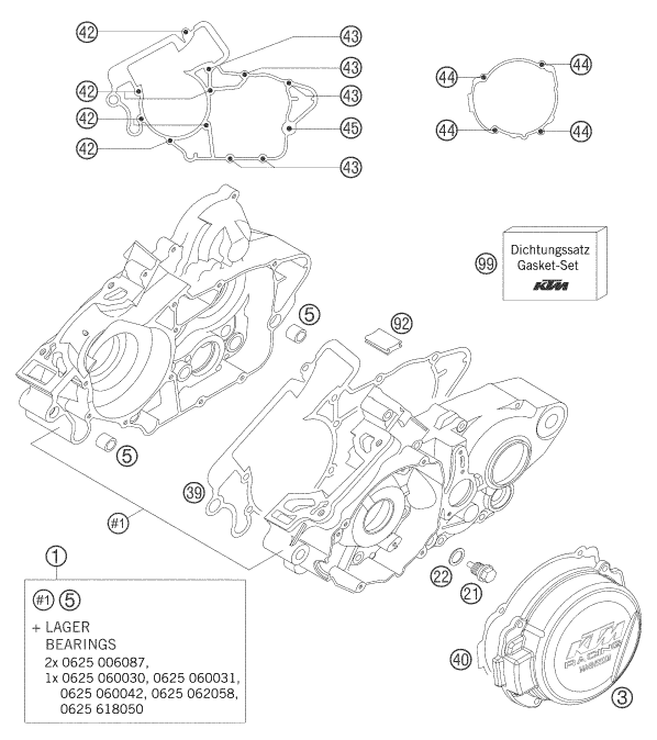 Sprängskiss: Engine Case – KTM 200 EXC 2005